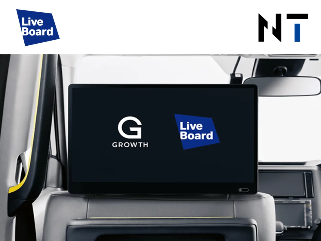 live board and news technology to start taxi dooh advertising in tokyo